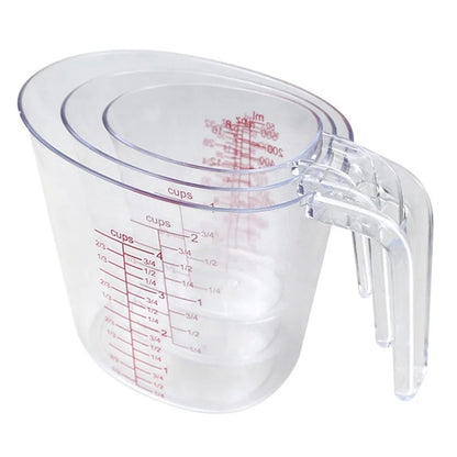 3Pcs / Set Measuring Cups Plastic Stackable Measuring Jugs with Handle Kitchen Tool (BPA Free, No FDA Certificate)
