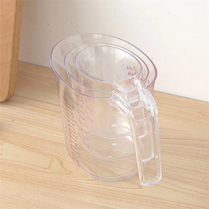3Pcs / Set Measuring Cups Plastic Stackable Measuring Jugs with Handle Kitchen Tool (BPA Free, No FDA Certificate)
