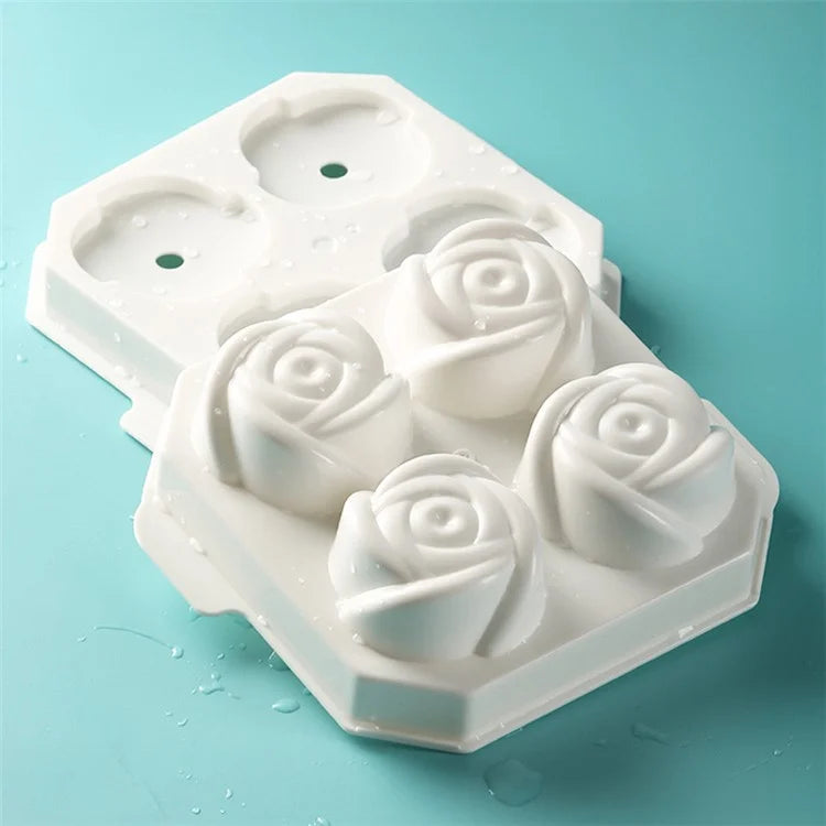 4 Cells Large Ice Ball Making Tray PP Frozen Ice Cube Mold for Whiskey Drink (BPA Free, No FDA Certificate)