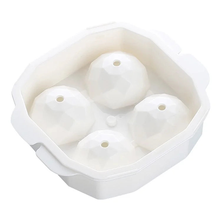 4 Cells Large Ice Ball Making Tray PP Frozen Ice Cube Mold for Whiskey Drink (BPA Free, No FDA Certificate)