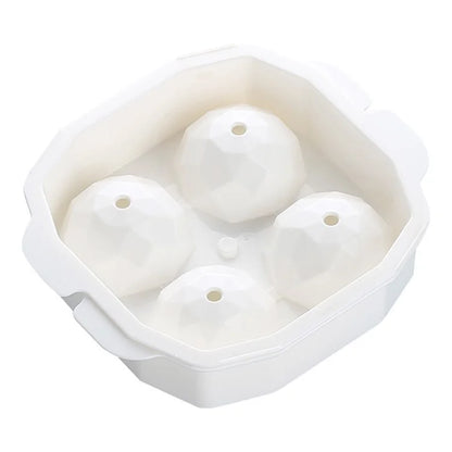 4 Cells Large Ice Ball Making Tray PP Frozen Ice Cube Mold for Whiskey Drink (BPA Free, No FDA Certificate)