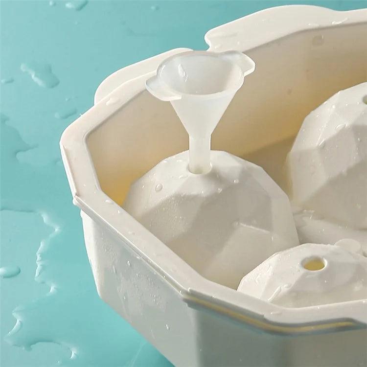4 Cells Large Ice Ball Making Tray PP Frozen Ice Cube Mold for Whiskey Drink (BPA Free, No FDA Certificate)
