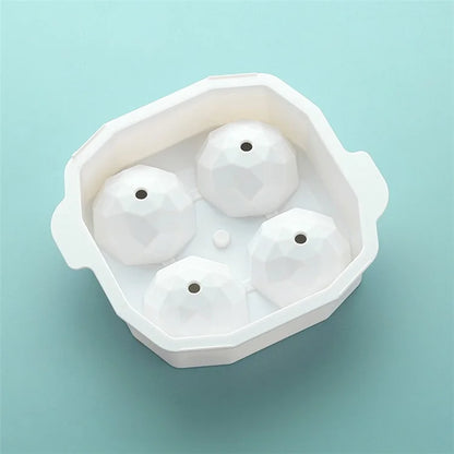 4 Cells Large Ice Ball Making Tray PP Frozen Ice Cube Mold for Whiskey Drink (BPA Free, No FDA Certificate)