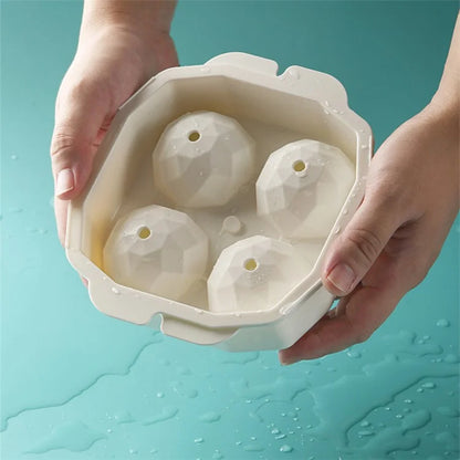 4 Cells Large Ice Ball Making Tray PP Frozen Ice Cube Mold for Whiskey Drink (BPA Free, No FDA Certificate)