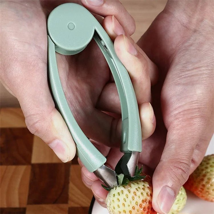 ABS+Stainless Steel Strawberry Stem Remover Tomato Pineapple Corer Fruit Eye Peeler Kitchen Tool (BPA Free, No FDA Certificate)