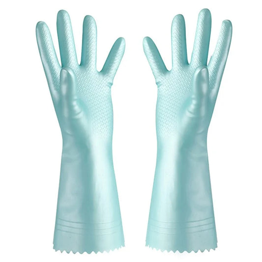 YAXIN 1 Pair 32cm PVC Cleaning Gloves Winter Warm Dishwashing Gloves Size L