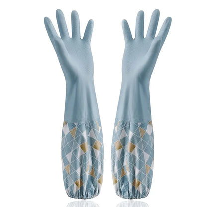 YAXIN 48cm Geometry Splicing Winter PVC Cleaning Gloves, Elastic Cuff / Size L
