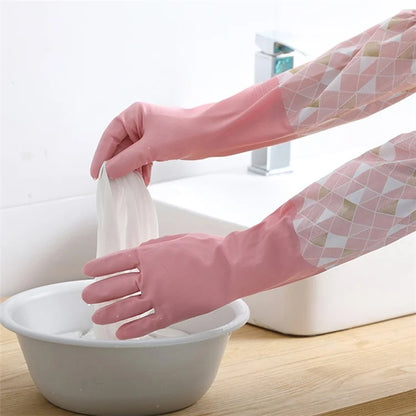 YAXIN 48cm Geometry Splicing Winter PVC Cleaning Gloves, Elastic Cuff / Size L
