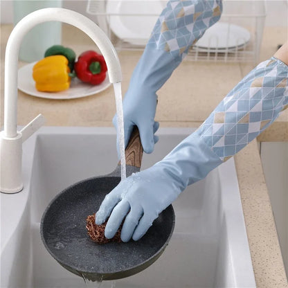 YAXIN 48cm Geometry Splicing Winter PVC Cleaning Gloves, Elastic Cuff / Size L