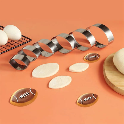 6Pcs / Set Rugby Fondant Cake Frame Cookie Cutters Biscuit Embosser Mold (BPA Free, No FDA)