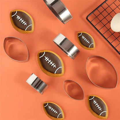 6Pcs / Set Rugby Fondant Cake Frame Cookie Cutters Biscuit Embosser Mold (BPA Free, No FDA)