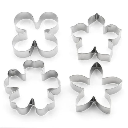 4Pcs Stainless Steel Flower Shape Cookie Cutter Set DIY Baking Mold (BPA Free, No FDA)