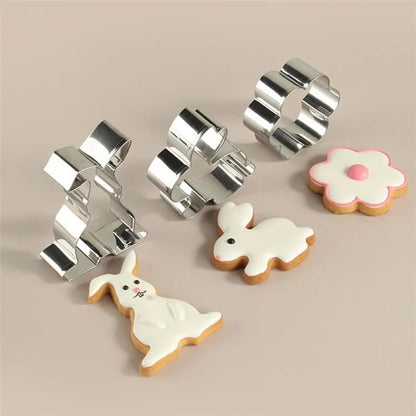 12Pcs / Set Easter Series Cookie Cutters 430 Stainless Steel Biscuits Baking Mold (BPA-Free, No FDA)