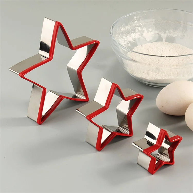 3Pcs / Set Cookie Cutter 430 Stainless Steel + PVC Sandwich Cutting Mold (BPA Free, No FDA)
