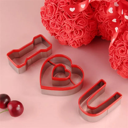 3Pcs / Set Cookie Cutter 430 Stainless Steel + PVC Sandwich Cutting Mold (BPA Free, No FDA)