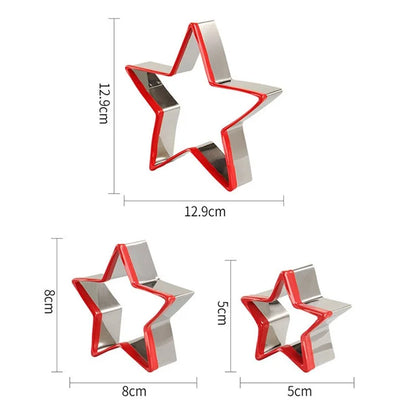 3Pcs / Set Cookie Cutter 430 Stainless Steel + PVC Sandwich Cutting Mold (BPA Free, No FDA)