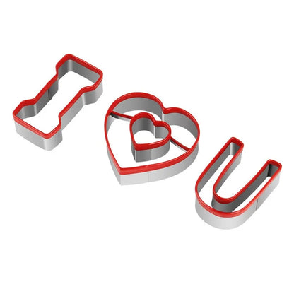 3Pcs / Set Cookie Cutter 430 Stainless Steel + PVC Sandwich Cutting Mold (BPA Free, No FDA)
