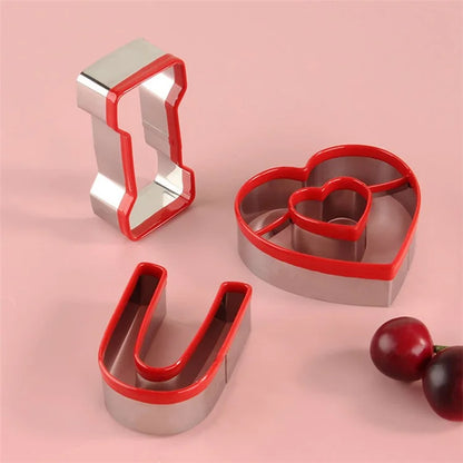 3Pcs / Set Cookie Cutter 430 Stainless Steel + PVC Sandwich Cutting Mold (BPA Free, No FDA)