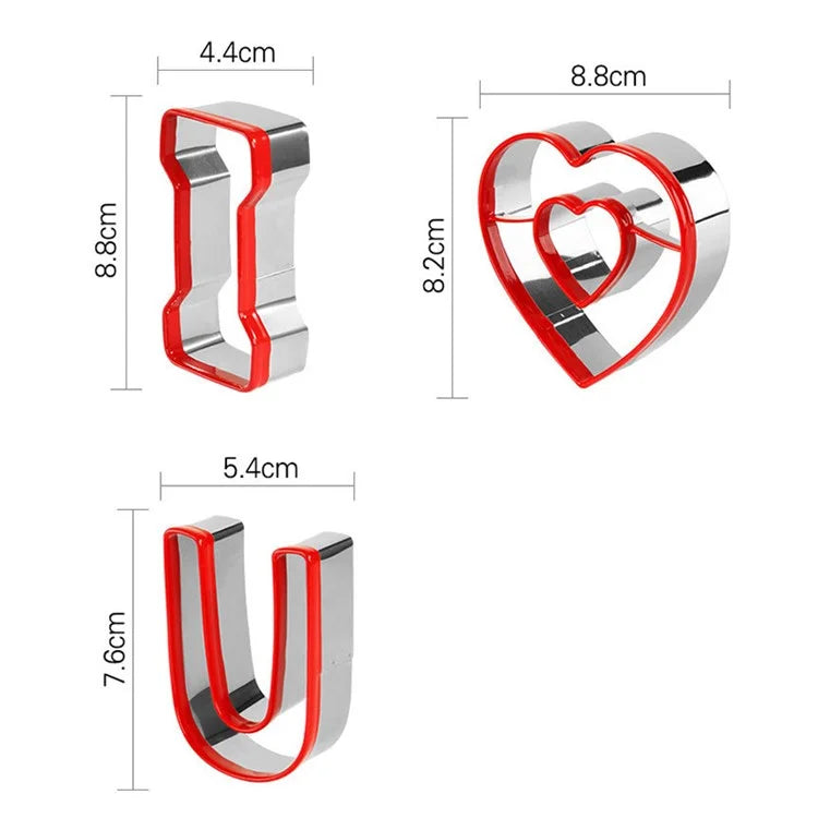 3Pcs / Set Cookie Cutter 430 Stainless Steel + PVC Sandwich Cutting Mold (BPA Free, No FDA)