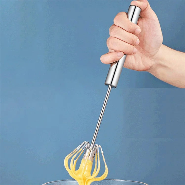 Semi-Automatic 430 Stainless Steel Egg Whisk Manual Press Mixer Egg Stirrer (BPA Free, No FDA)