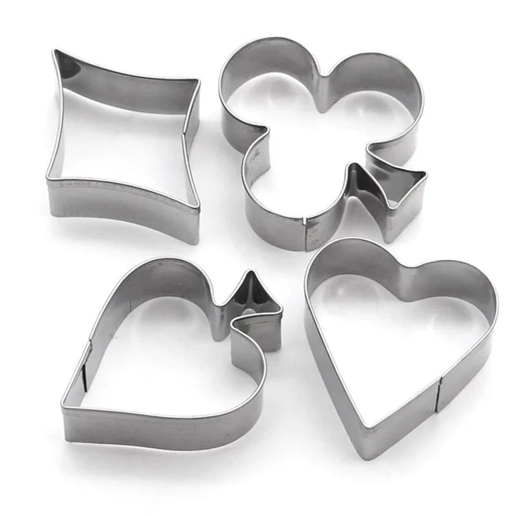 4Pcs Poker Cookie Cutter Set 430 Stainless Steel Kitchen Baking Mold (BPA Free, No FDA)