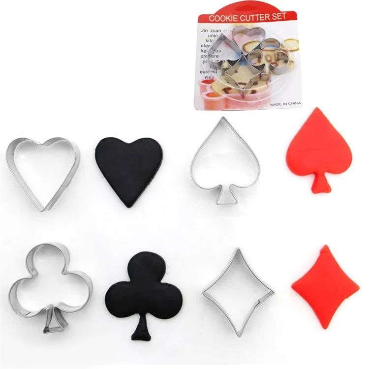 4Pcs Poker Cookie Cutter Set 430 Stainless Steel Kitchen Baking Mold (BPA Free, No FDA)