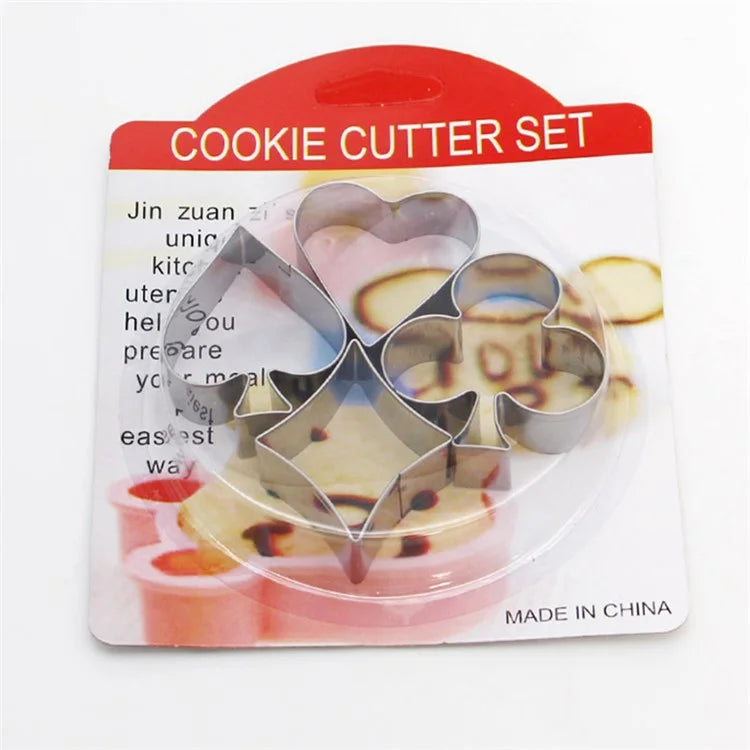 4Pcs Poker Cookie Cutter Set 430 Stainless Steel Kitchen Baking Mold (BPA Free, No FDA)
