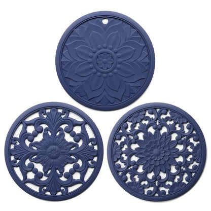 3Pcs 16*16cm Chinese Hollow Carving Cup Mat Heat Insulation Placemat Silicone Coaster