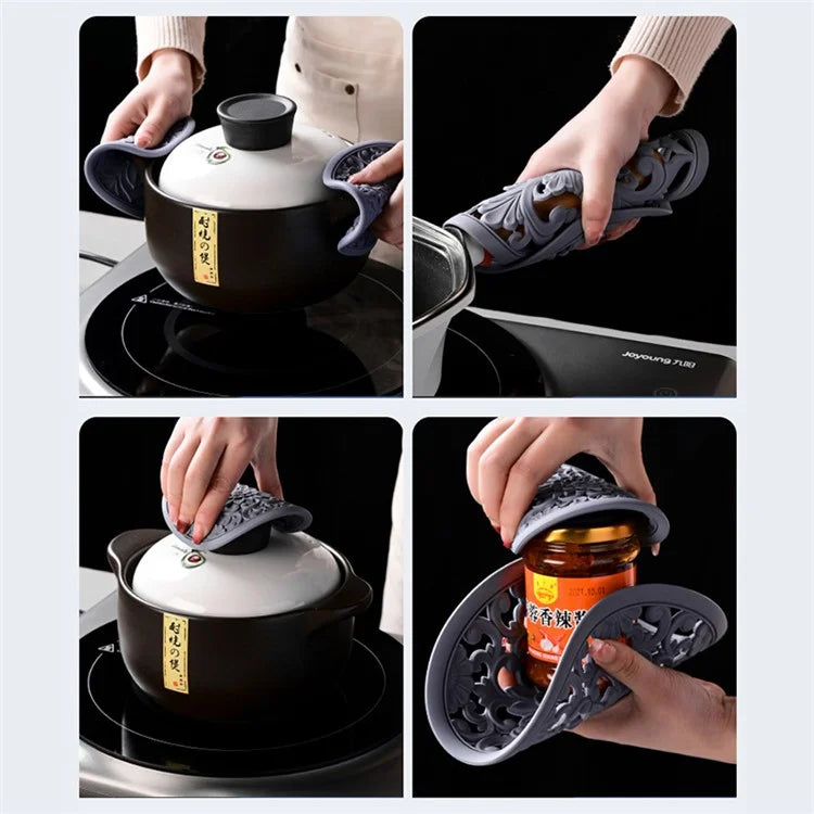 3Pcs 20*20cm Heat Insulation Placemat Chinese Hollow Carving Cup Mat Silicone Coaster