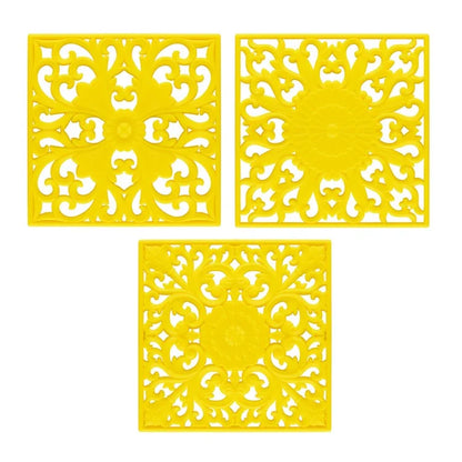 3Pcs / Set 18x18cm Scald Preventing Pot Holder Silicone Pad Hollow Flower Heat Insulation Square Mat