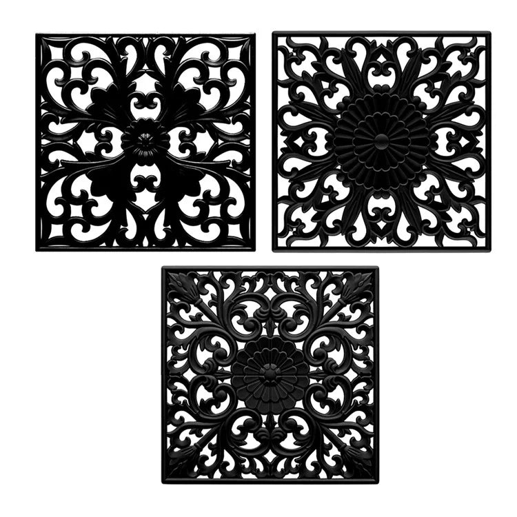 3Pcs / Set 18x18cm Scald Preventing Pot Holder Silicone Pad Hollow Flower Heat Insulation Square Mat