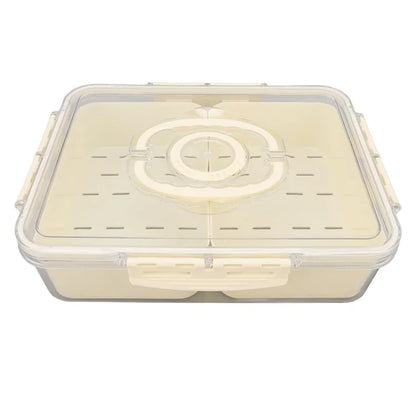 Sealed Food Storage Container with Lid, 2-Compartment Divided Fridge Organizer Box (BPA Free, US FDA)