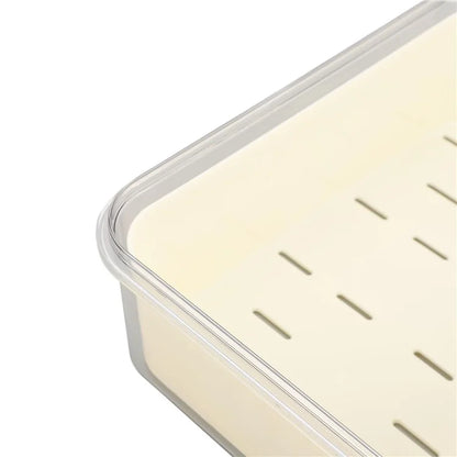 Sealed Food Storage Container with Lid, 2-Compartment Divided Fridge Organizer Box (BPA Free, US FDA)