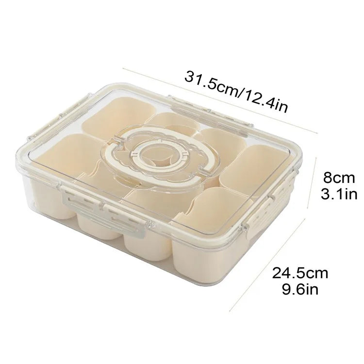 Sealed Food Storage Container with Lid, 8-Compartment Divided Fridge Organizer Box (BPA Free, US FDA)