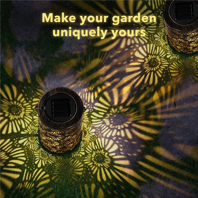 3D Dynamic Chrysanthemum Hollow Out Metal Outdoor Hanging Light Garden Solar Lantern, Size S