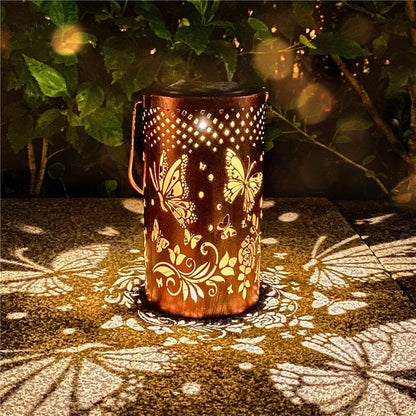Butterfly Hollow Out Iron Solar Lantern Waterproof Outdoor Hanging Garden Light, Size S