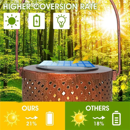 Butterfly Hollow Out Iron Solar Lantern Waterproof Outdoor Hanging Garden Light, Size L
