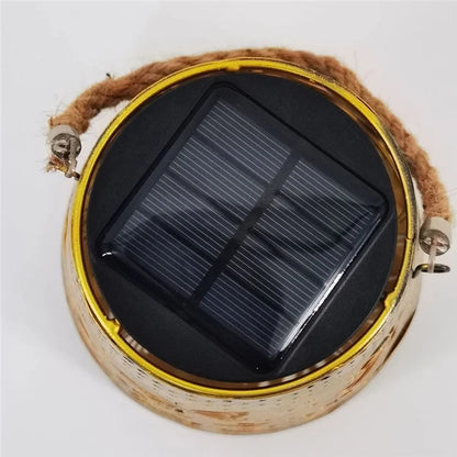 Trapezoidal Garden Solar Lantern Butterfly Hollow Out Iron Art Outdoor Hanging Light