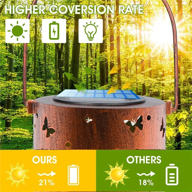Hummingbird Hollow Out Metal Outdoor Hanging Light Decorative Garden Solar Lantern, Size L