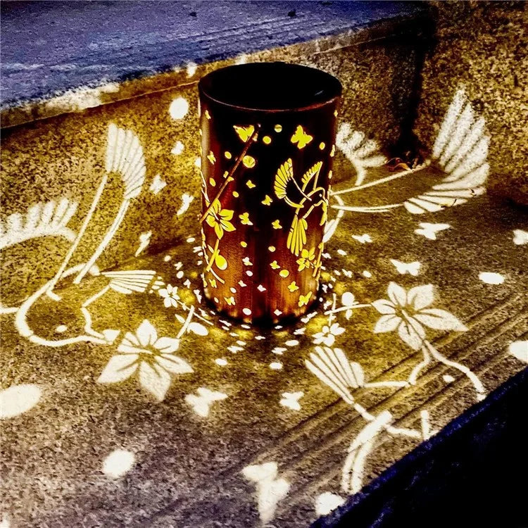 Hummingbird Hollow Out Metal Outdoor Hanging Light Decorative Garden Solar Lantern, Size S