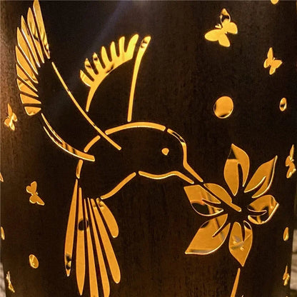 Hummingbird Hollow Out Metal Outdoor Hanging Light Decorative Garden Solar Lantern, Size S