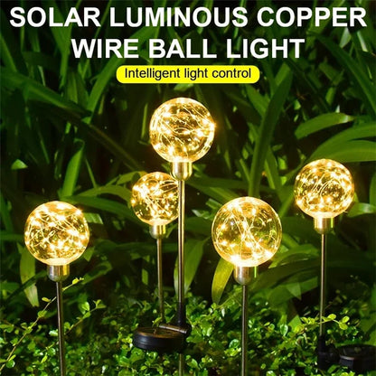 Round Ball Pathway LED Solar Light Outdoor Waterproof Garden Lamp for Walkway Yard Lawn - 10cm