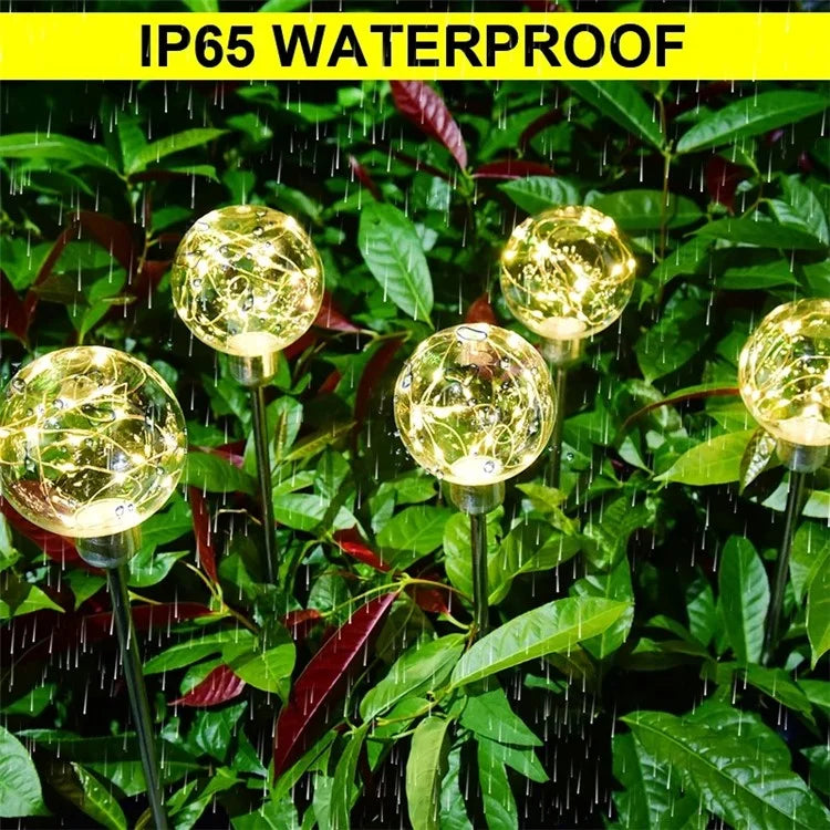 Round Ball Pathway LED Solar Light Outdoor Waterproof Garden Lamp for Walkway Yard Lawn - 10cm