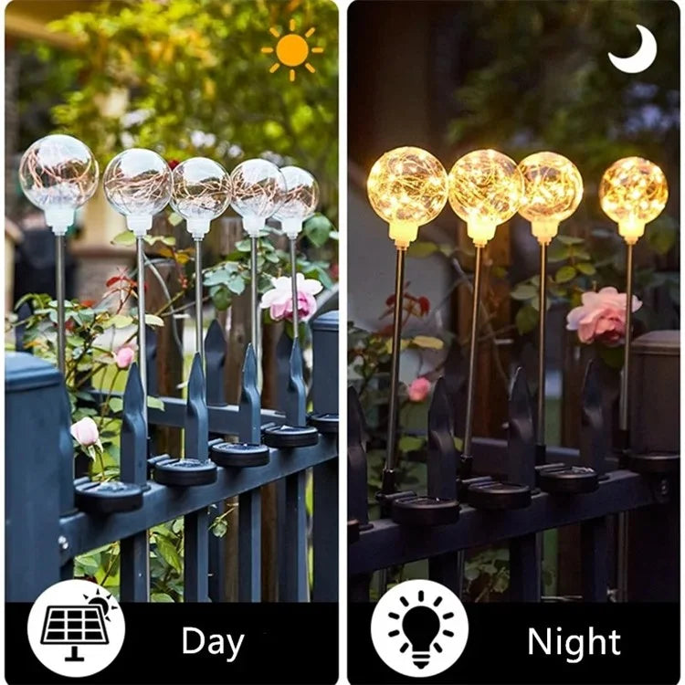 Round Ball Pathway LED Solar Light Outdoor Waterproof Garden Lamp for Walkway Yard Lawn - 10cm