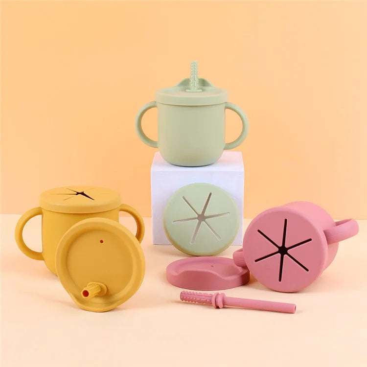 ZP2004BC 2-in-1 250ml Toddler Silicone Sippy Cup Anti-fall Kids Water Snack Cup (FDA Certified, BPA-Free)