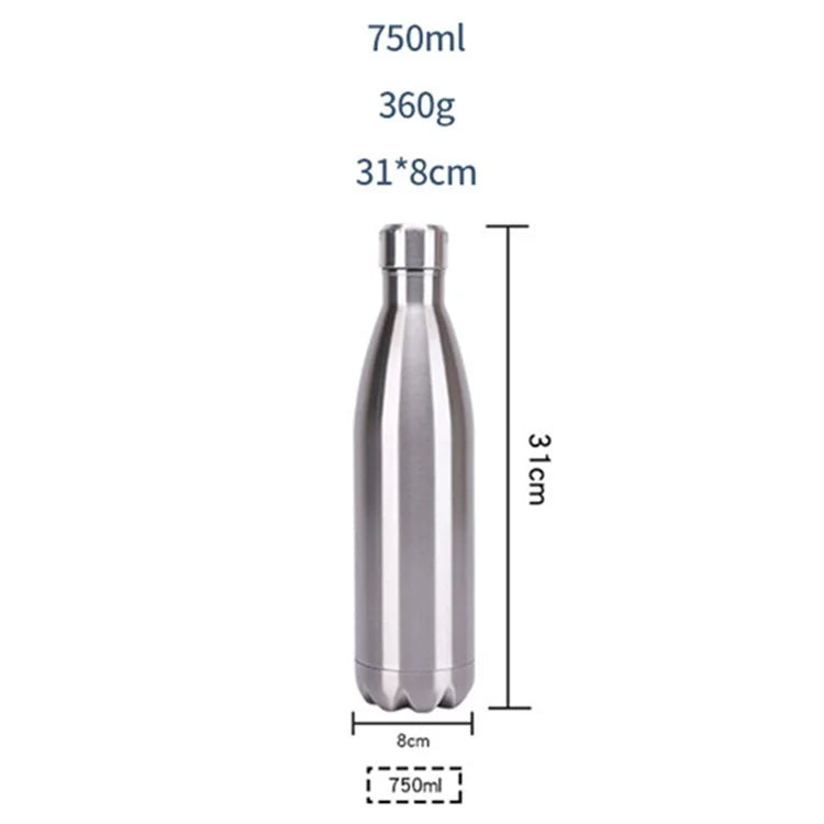 JUNSUNMAY 750ml 304 Stainless Steel Double Layer Insulated Cup Office School Gym Water Bottle (BPA-Free, No FDA Certification)