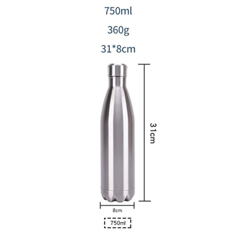 JUNSUNMAY 750ml 304 Stainless Steel Double Layer Insulated Cup Office School Gym Water Bottle (BPA-Free, No FDA Certification)