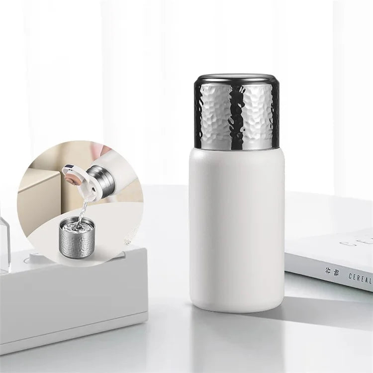 300ml 316 Stainless Steel Insulated Cup Hammered Texture Lid Water Bottle with Tea Strainer (BPA-Free, No FDA Certification)
