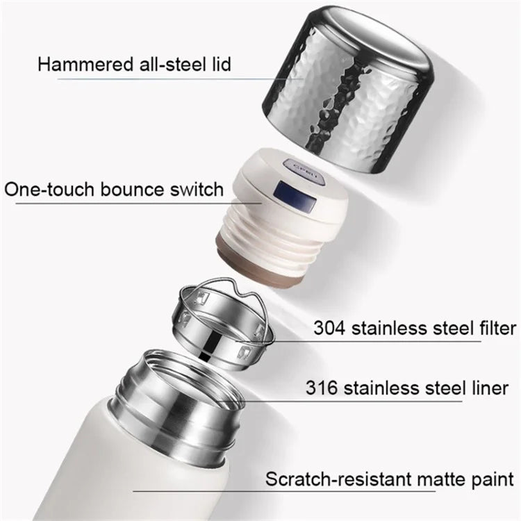 300ml 316 Stainless Steel Insulated Cup Hammered Texture Lid Water Bottle with Tea Strainer (BPA-Free, No FDA Certification)