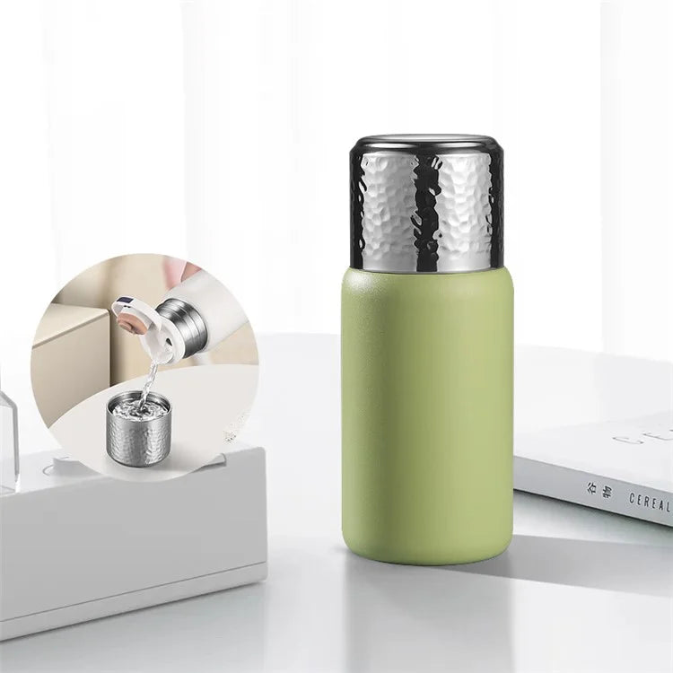 300ml 316 Stainless Steel Insulated Cup Hammered Texture Lid Water Bottle with Tea Strainer (BPA-Free, No FDA Certification)